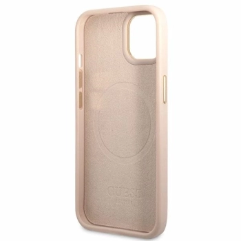Etui Guess 4G Logo Plate MagSafe na iPhone 14 - różowe