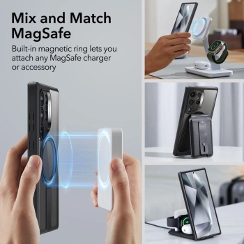 Etui ESR Flickstand Boost Halolock na Samsung Galaxy S24 Ultra - przezroczysto-czarne
