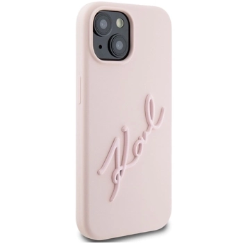 Etui Karl Lagerfeld Silicone Karl Script na iPhone 15 - różowe