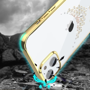 Kingxbar Sky Series luksusowe etui z Kryształami Swarovskiego na iPhone 13 Pro złoty (Dew)
