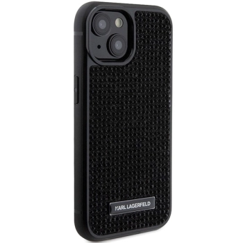 Etui Karl Lagerfeld Rhinestone Logo Metal Plate do iPhone 15 - czarne