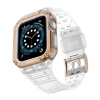 Protect Strap Band opaska z etui do Apple Watch 7 / 6 / 5 / 4 / 3 / 2 / SE (45 / 44 / 42mm) obudowa pancerny pokrowiec na zegarek przezroczysty / różo