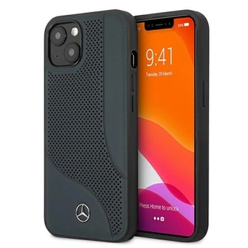Etui Mercedes Leather Perforated Area na iPhone 13 - granatowe