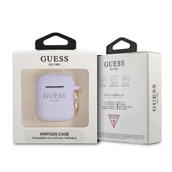 Etui Guess Silicone Glitter na AirPods 1/2 - purpurowe