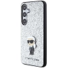 Etui Karl Lagerfeld Fixed Glitter Ikonik Logo Metal Pin na Samsung Galaxy S24 - srebrne