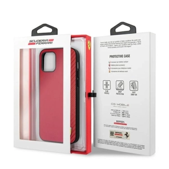 Etui Ferrari On Track Carbon Stripe na iPhone 12 Pro Max - czerwone