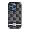 Etui DKNY Leather Checkered Mono Pattern & Printed Stripes na iPhone 15 Pro Max - czarne