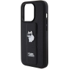 Etui Karl Lagerfeld Gripstand Saffiano Choupette Pins na iPhone 14 Pro - czarne
