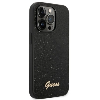 Etui Guess Glitter Script na iPhone 14 Pro Max - czarne