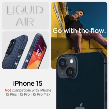 Etui Spigen Liquid Air na iPhone 15 - niebieskie