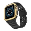 Protect Strap Band opaska z etui do Apple Watch 7 / 6 / 5 / 4 / 3 / 2 / SE (41 / 40 / 38mm) obudowa pancerny pokrowiec na zegarek czarny / złoty