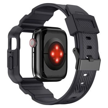 Kingxbar CYF106 2w1 pancerne etui Apple Watch SE, 9, 8, 7, 6, 5, 4, 3, 2, 1 (41, 40, 38 mm) z paskiem szare