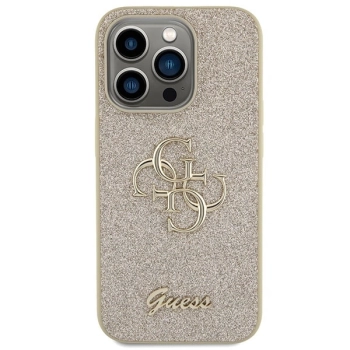 Etui Guess Glitter Script Big 4G na iPhone 15 Pro - złote