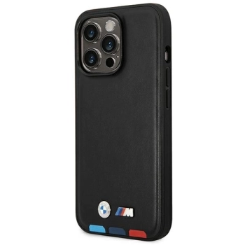 Etui BMW Leather Stamp Tricolor MagSafe na iPhone 14 Pro Max - czarne