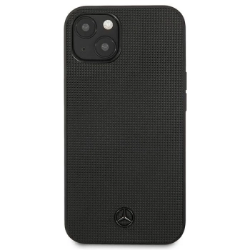 Etui Mercedes Leather Meshed Metal Logo na iPhone 13 - czarne