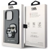 Etui Karl Lagerfeld Saffiano Karl&Choupette na iPhone 14 Pro - srebrne