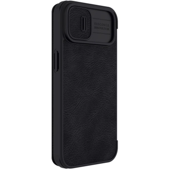Nillkin Qin Leather Pro Case etui iPhone 14 osłona na aparat kabura pokrowiec obudowa z klapką czarny