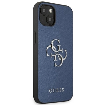 Etui Guess Saffiano 4G Metal Logo na iPhone 13 mini - niebieskie