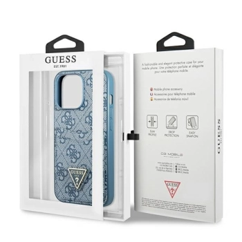 Etui Guess 4G Triangle Logo Cardslot na iPhone 13 Pro Max - niebieskie
