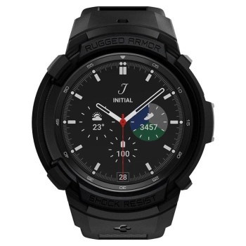 Etui z paskiem Spigen Rugged Armor Pro na Samsung Galaxy Watch 4 Classic 46 mm - czarny mat