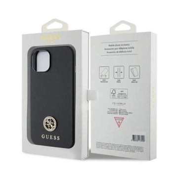 Etui Guess Strass Metal Logo do iPhone 15 Plus - czarne