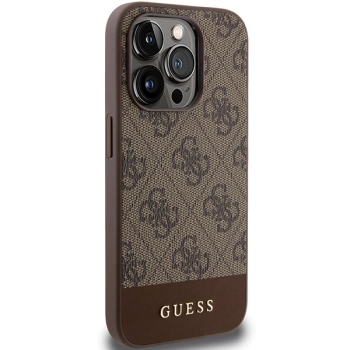 Etui Guess 4G Stripe Collection na iPhone 15 Pro - brązowe