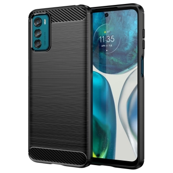 Carbon Case etui Motorola Moto G42 elastyczny silikonowy karbonowy pokrowiec czarne
