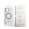 Etui Guess Metal Outline MagSafe na iPhone 14 Plus - niebieskie
