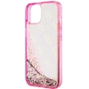 Etui Guess Liquid Glitter 4G Transculent na iPhone 14 - różowe