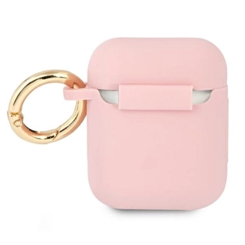 Etui Guess Silicone Vintage Script na AirPods 1/2 - różowe