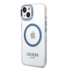 Etui Guess Metal Outline MagSafe na iPhone 14 Plus - niebieskie
