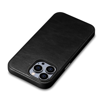 iCarer Oil Wax Premium Leather Case skórzane etui iPhone 14 Pro Max magnetyczne z MagSafe czarny (WMI14220704-BK)