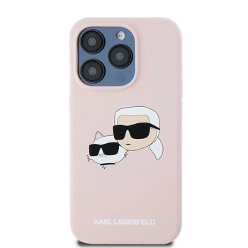 Etui Karl Lagerfeld Silicone Karl&Choupette MagSafe na iPhone 15 Pro - różowe