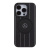 Etui Mercedes Stripes Pattern Leather MagSafe na iPhone 15 Pro Max - czarne