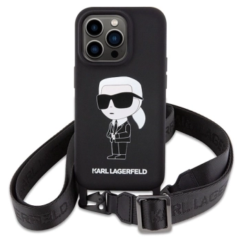 Etui Karl Lagerfeld Crossbody Silicone Ikonik do iPhone 15 Pro - czarne