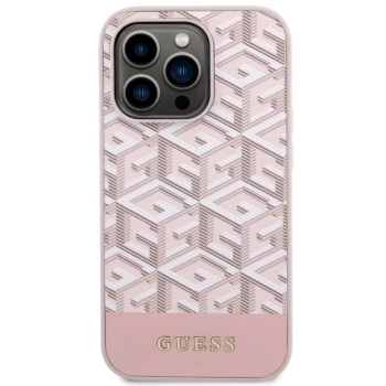 Etui Guess GCube Stripes MagSafe na iPhone 14 Pro - różowe