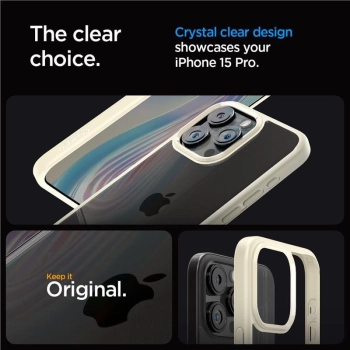 Etui Spigen Ultra Hybrid na iPhone 15 Pro - beżowe