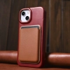 iCarer CE Oil Wax Premium Leather Folio Case skórzane etui iPhone 14 z klapką magnetyczne MagSafe czerwony (AKI14220705-RD)