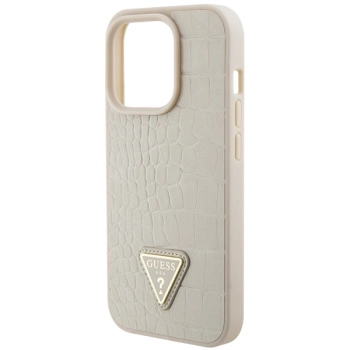 Etui Guess Croco Triangle Metal Logo do iPhone 15 Pro Max - złote