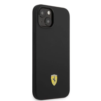 Etui Ferrari Silicone Metal Logo Magsafe na iPhone 14 - czarne