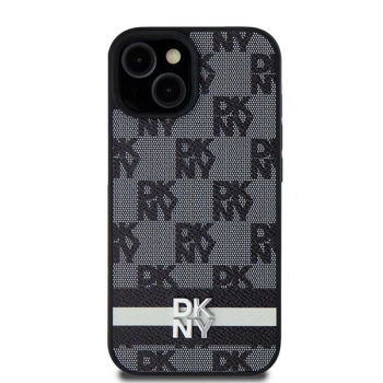 Etui DKNY Leather Checkered Mono Pattern & Printed Stripes na Samsung Galaxy S24 - czarne