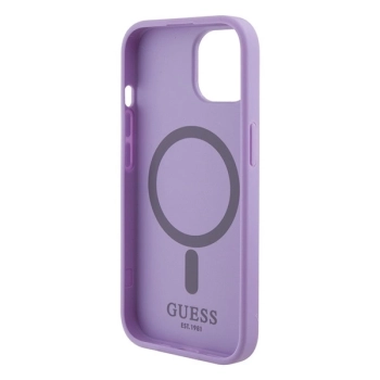 Etui Guess Saffiano MagSafe do iPhone 15 - fioletowe