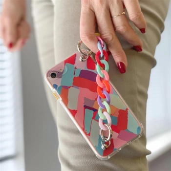 Color Chain Case żelowe elastyczne etui z łańcuchem łańcuszkiem zawieszką do iPhone 13 Pro Max wielokolorowy (4)