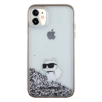 Etui Karl Lagerfeld Liquid Glitter Choupette na iPhone 11 / Xr - przezroczyste