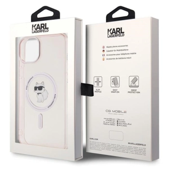 Etui Karl Lagerfeld IML Choupette MagSafe na iPhone 15 Plus - różowe