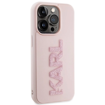 Etui Karl Lagerfeld 3D Rubber Glitter Logo na iPhone 15 Pro Max - różowe