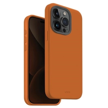 Etui UNIQ Lino Hue Magclick Charging do iPhone 15 Pro - pomarańczowe