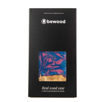 Etui z drewna i żywicy na iPhone 15 Bewood Unique Vegas - różowo-niebieskie