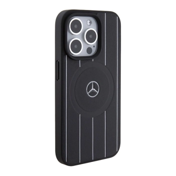 Etui Mercedes Stripes Pattern Leather MagSafe na iPhone 15 Pro Max - czarne