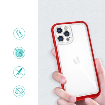 Clear 3in1 etui do iPhone 12 Pro Max żelowy pokrowiec z ramką czerwony